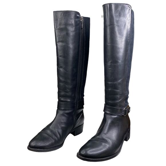 Aquatalia Women’s Black Leather 2 Tone Riding Boot Size US 8 - Picture 6 of 13